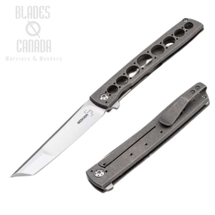 Boker Plus Urban Trapper Framelock Flipper Knife, VG10 Tanto, Titanium, 01BO721