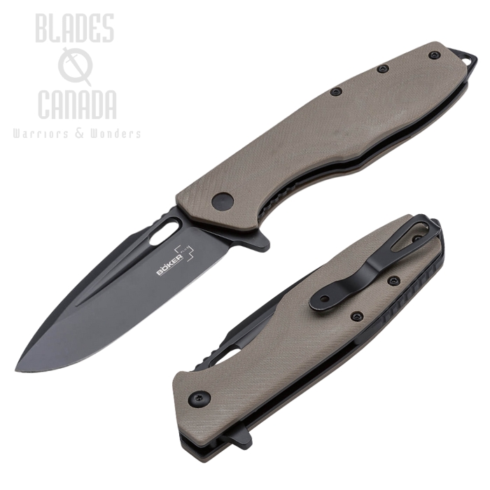 Boker Plus Caracal Flipper Folding Knife, D2, G10 Brown, 01BO759