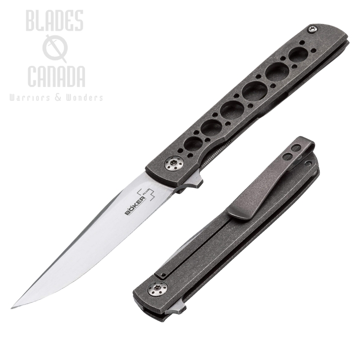 Boker Plus Petite Urban Trapper Flipper Folding Knife, VG10, Titanium, 01BO780