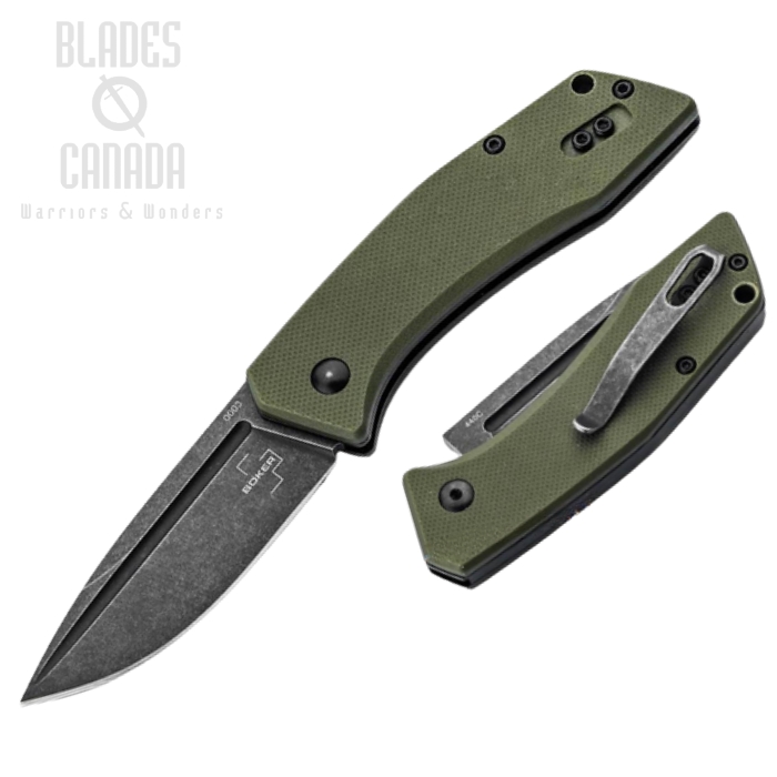 Boker Plus Worldwide Slipjoint Folding Knife, 440C Black SW, G10 Green, 01BO798