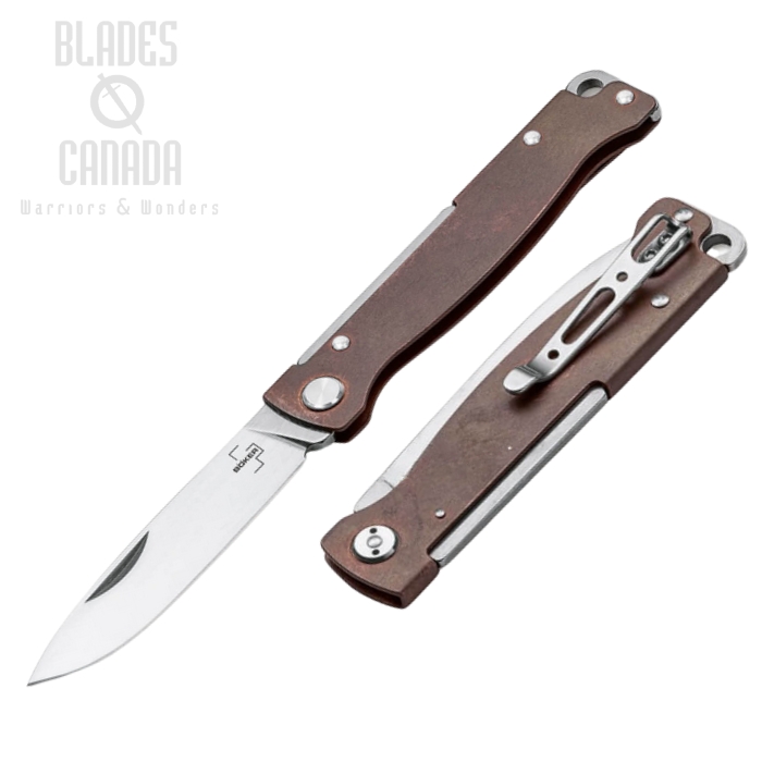 Boker Plus Atlas Slipjoint Folding Knife, 12C27 Sandvik, Copper, 01BO852