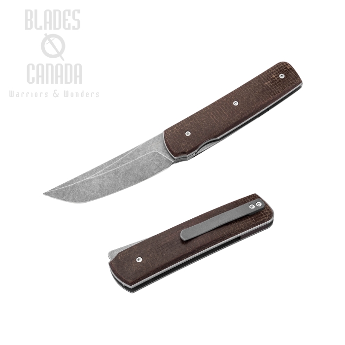 Boker Plus Sanjo Tanto Folding Knife, VG-10, Micarta Brown, 01BO907