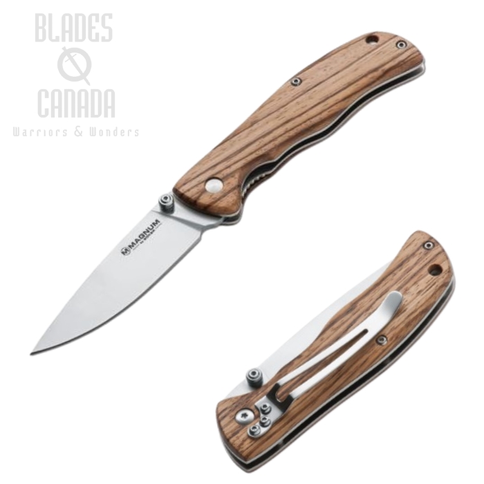 Boker Magnum Backpacker Folding Knife, 440, Wood Handle, 01EL605