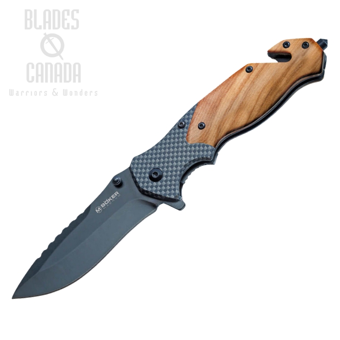 Boker Magnum Blomkvist Flipper Folding Knife, 440A, Olive Wood, 01MB736