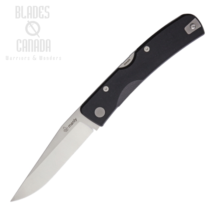 Manly Peak Folding Knife, D2 Satin, G10 Black, MLY005