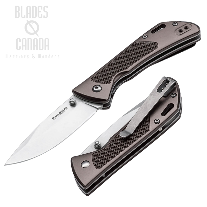 Boker Magnum Advance Checkering Folding Knife, 440C, Aluminum Dark Bronze, 01RY303