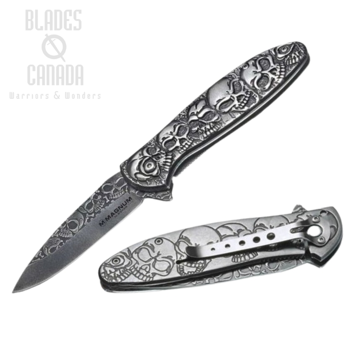 Boker Magnum Dia De Los Muertos Flipper Folding Knife, Assisted Opening, 440A, 01SC519