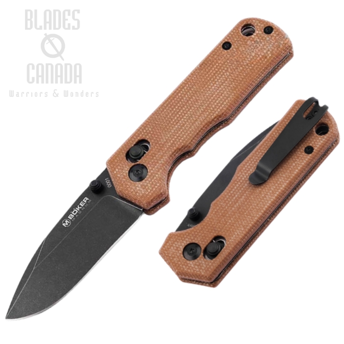 Boker Magnum Rockstub Folding Knife, 440B Black, Micarta Brown, 01SC710