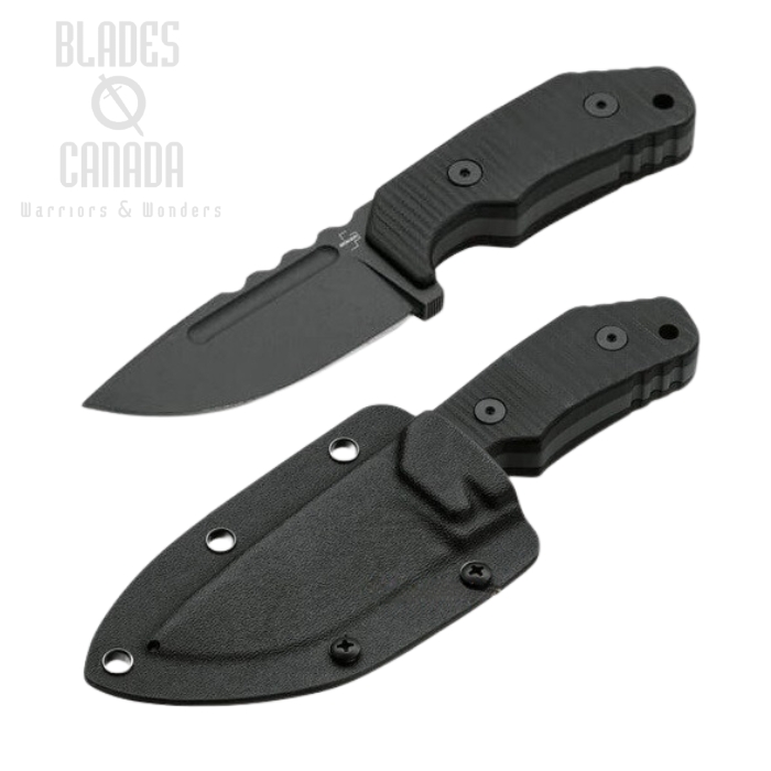 Boker Plus Little Dvalin Fixed Blade Knife, D2, G10 Black, Kydex Sheath, 02BO033