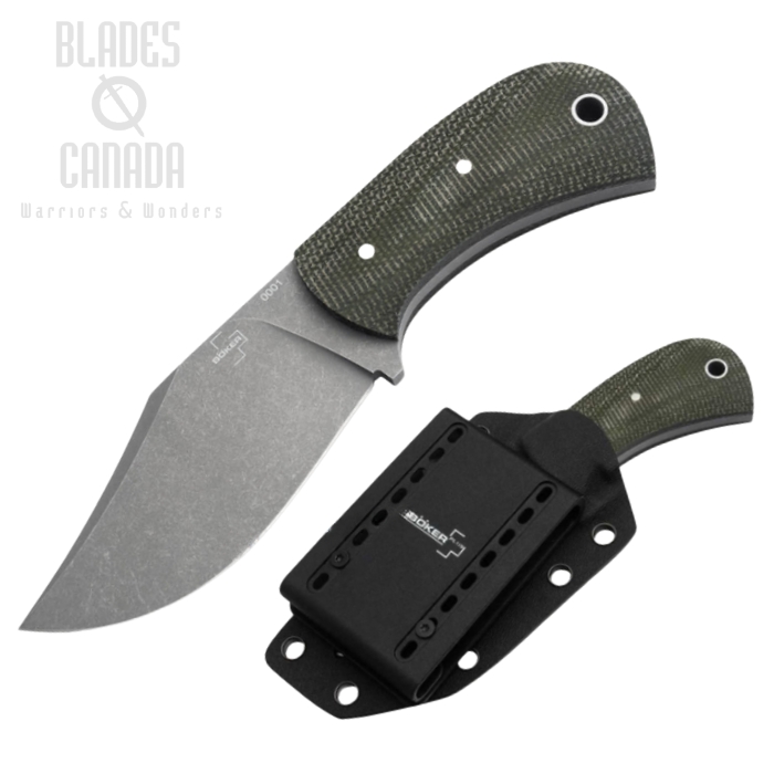 Boker Plus Mad Man Fixed Blade Knife, D2 Steel, Micarta, Kydex Sheath, 02BO052