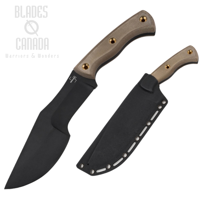 Boker Plus Tracker Fixed Blade Knife, 1095 Black, Micarta Brown, 02BO073