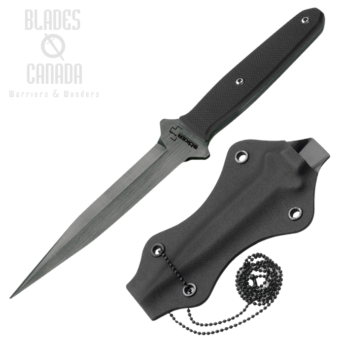 Boker Plus Besh-Wedge Dagger Fixed Blade Knife, 440C, G10 Black, Kydex Sheath, 02BO275