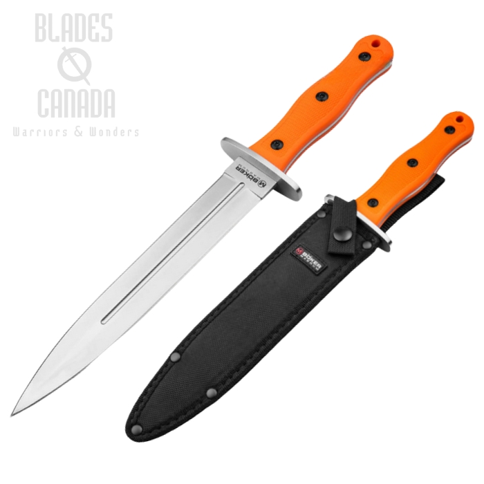 Boker Magnum HL Boar Dagger Fixed Blade Knife, 440C, Orange Handle, 02RY807