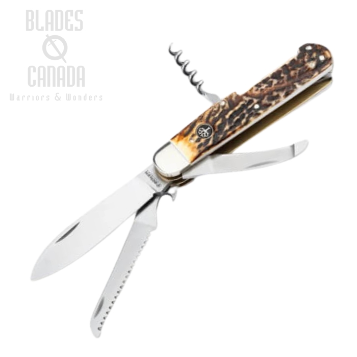 Boker Germany Hunters Knife Quadro, CruWear, Stag Handle, 110649