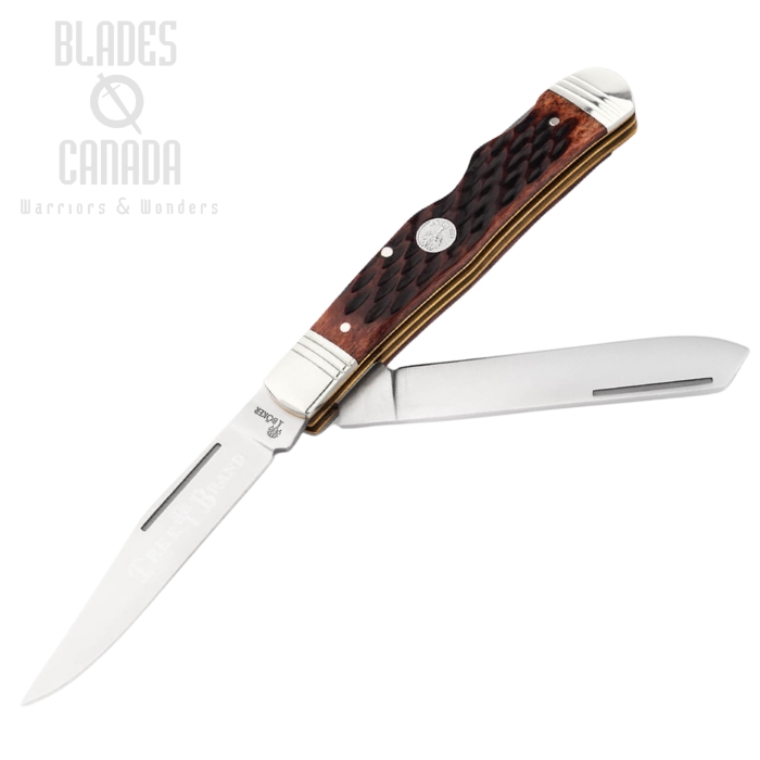 Boker Germany TS 2.0 Double Lock Trapper Knife, D2, Jigged Brown Bone, 110869