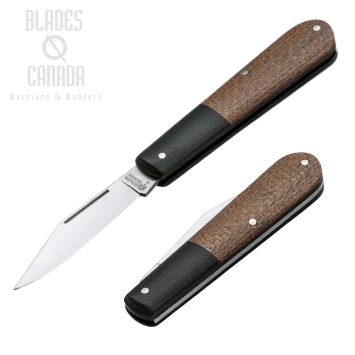 Boker Germany Barlow Integral Burlap Slipjoint Folding Knife, N690, Micarta Brown, 110943