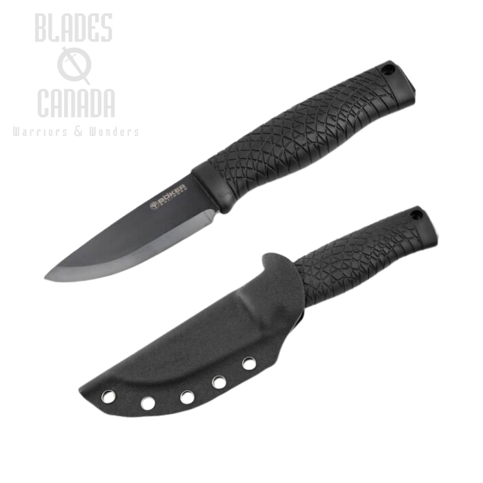 Boker Solingen Bronco MK.1 Fixed Knife, CPM 3V Black, TPE Black, Kydex Sheath, 121506