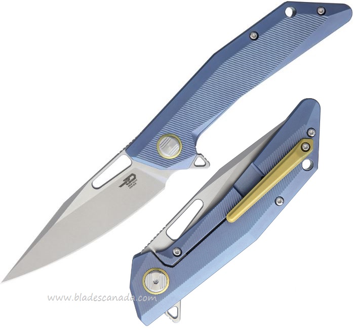 Bestech Shrapnel Flipper Framelock Knife, S35VN, Titanium, BT1802C - Click Image to Close