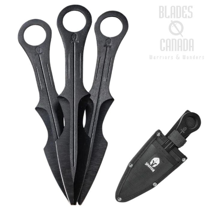 BudK Spartan Triple Throwing Knife Set, Nylon Sheath, BK4217 (image for) BudK Spartan Triple Throwing Knife Set, Nylon Sheath, BK4217