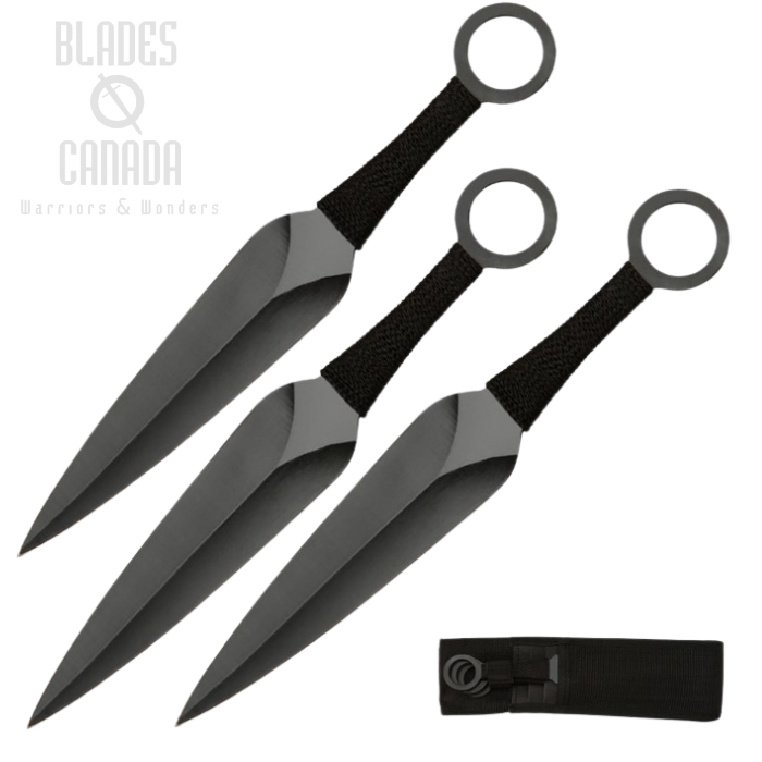Triple Threat Kunai Throwing Knife Set, Nylon Sheath, BK1879 (image for) Triple Threat Kunai Throwing Knife Set, Nylon Sheath, BK1879