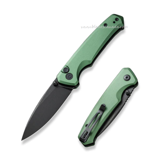 CIVIVI Altus Button Lock Folding Knife, Nitro-V Black SW, Aluminum Green, C20076-5