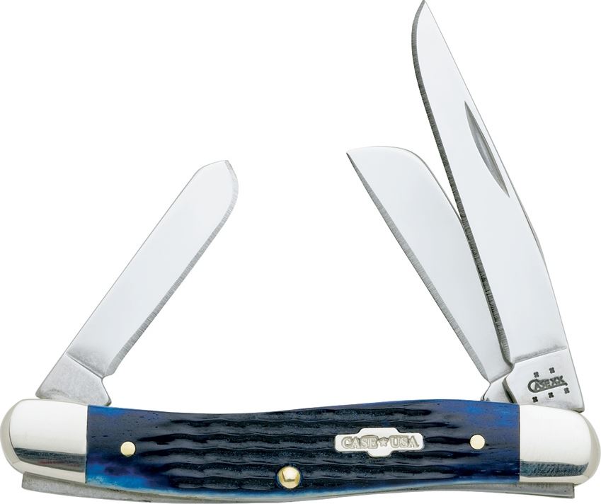 Case Medium Stockman Slipjoint Folding Knife, Jigged Bone Navy Blue, 2801