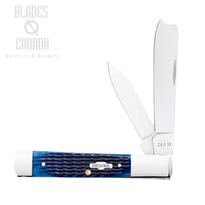 Case Razor Slipjoint Folding Knife, Stainless, Rogers Corn Cob Jig Bone Blue, 02798