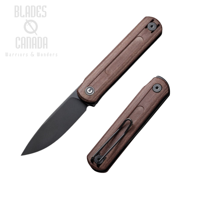 CIVIVI Foldis Slipjoint Flipper Knife, Nitro-V Black SW, Micarta Brown, C21044-2