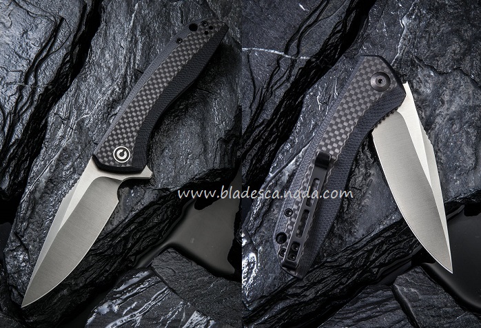 CIVIVI Baklash Flipper Folding Knife, G10/Carbon Fiber, 801D