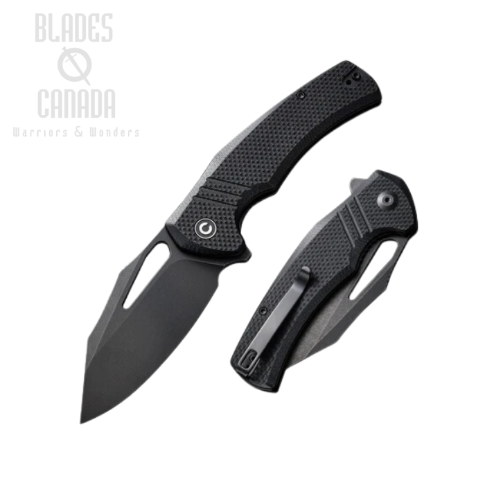 CIVIVI Bulltusk Flipper Folding Knife, 14C28N Black, G10 Black, C23017-1