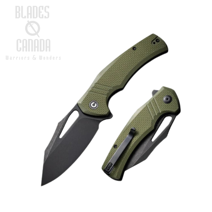 CIVIVI BullTusk Flipper Folding Knife, 14C28N Black, G10 OD Green, C23017-2