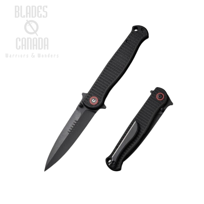 CIVIVI RS71 Flipper Folding Knife, Black Nitro-V, Black G-10, C23025-2