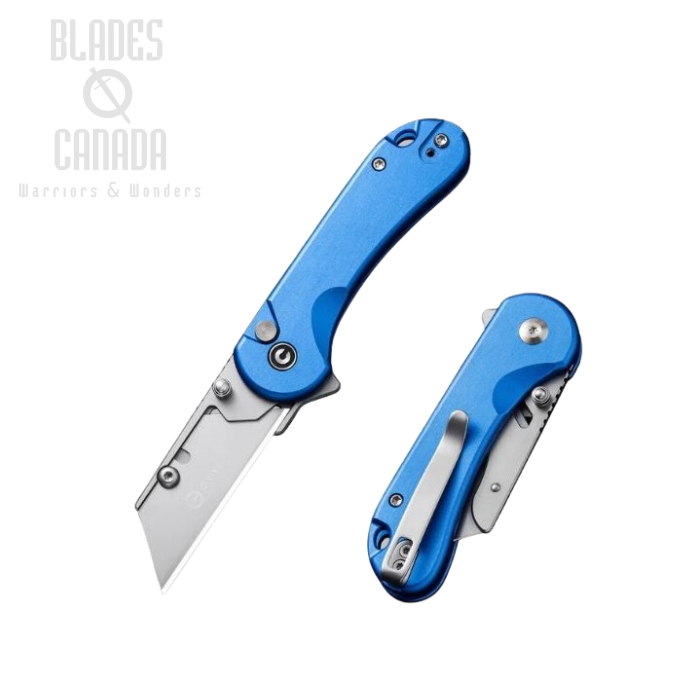 CIVIVI Elementum Utility Folding Knife, Replaceable Blades, Blue Aluminum, C23039B-2