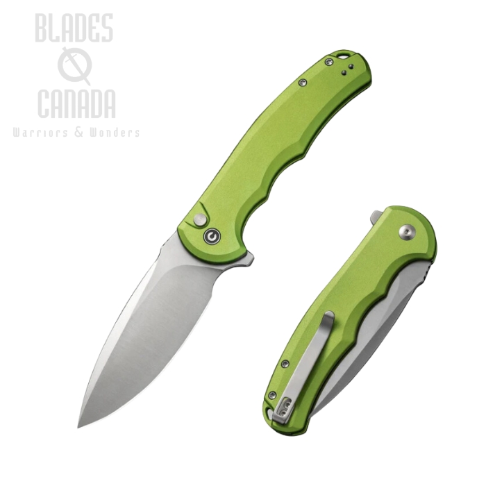 CIVIVI Praxis Flipper Button Lock Knife, Nitro-V, Aluminum Green, C18026E-3