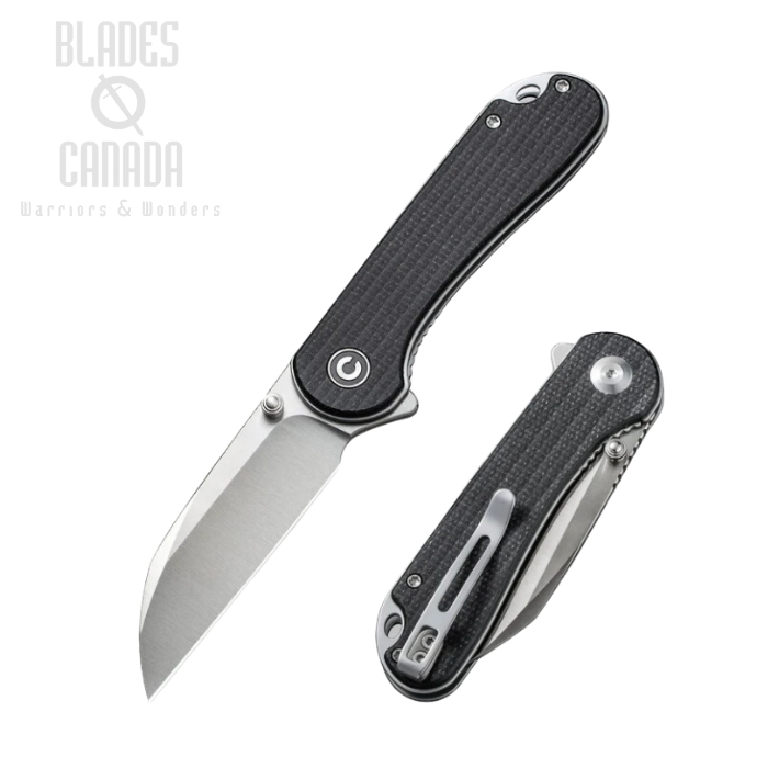 CIVIVI Elementum Flipper Folding Knife, Nitro-V Satin, Micarta Black, C18062AF-3