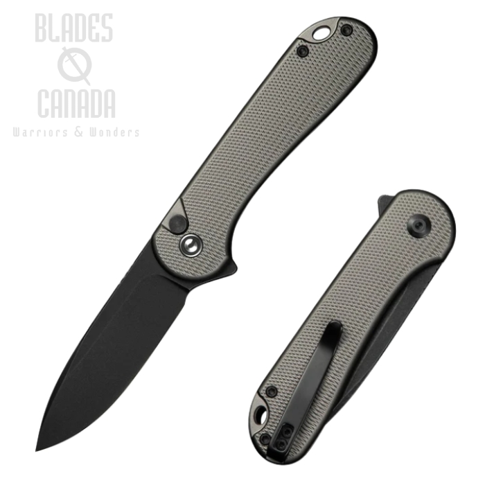 CIVIVI Button Lock Elementum II Flipper Folding Knife, Nitro-V Black, Aluminum Gray, C18062PD-1