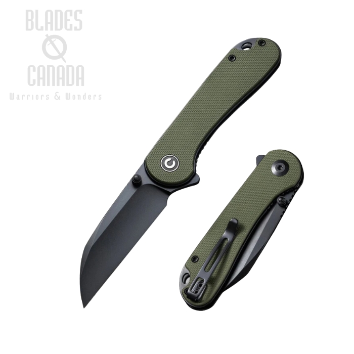 CIVIVI Elementum Flipper Folding Knife, Nitro-V Black, G10 OD Green, C18062AF-2