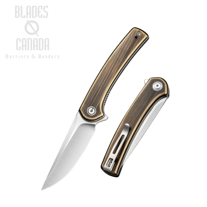 CIVIVI Mini Asticus Flipper Folding Knife, Brass Black, 19026B-2