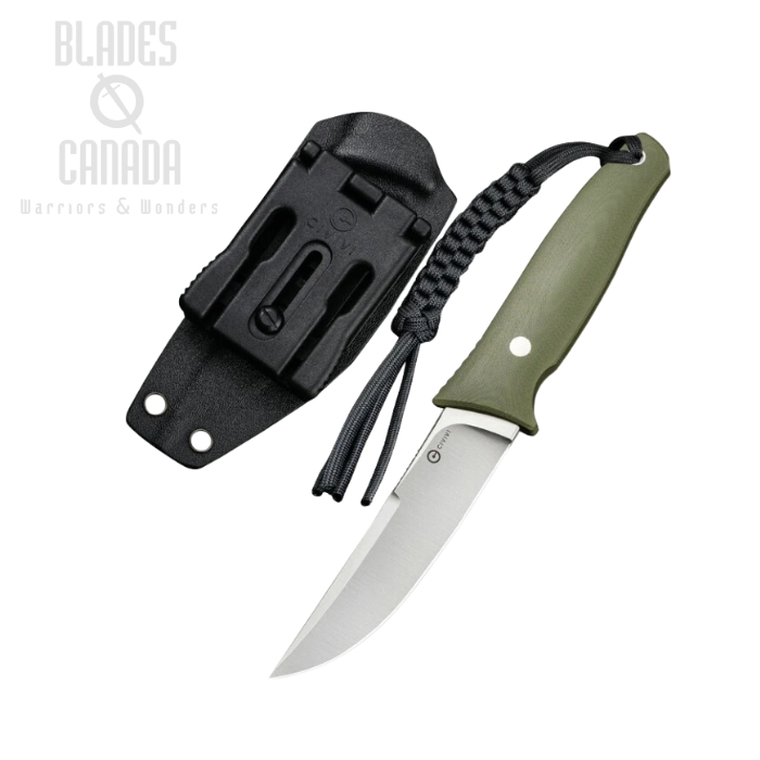 CIVIVI Tamashii Fixed Blade Knife, D2 Steel, G10 OD Green, Kydex Sheath, 19046-2