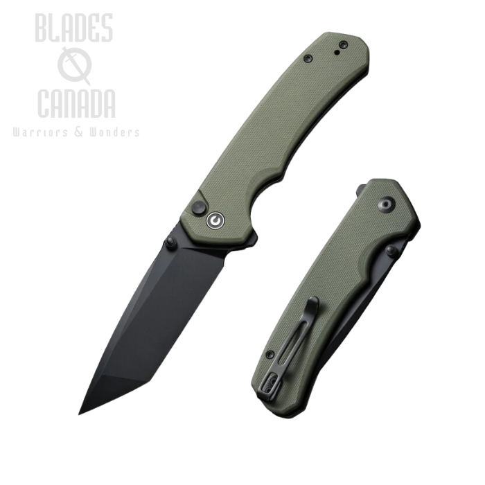 CIVIVI Brazen Flipper Button Lock Knife, 14C28N Black, G10 OD Green, C19059C-2