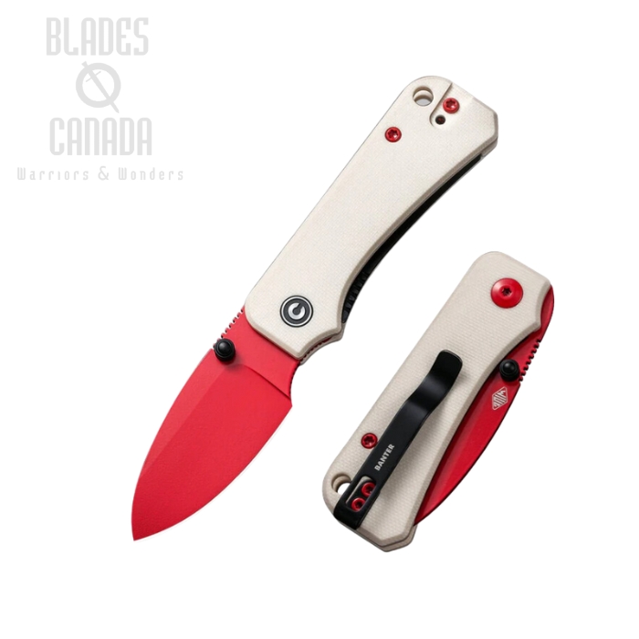 CIVIVI Baby Banter Folding Knife, Nitro-V Red, G10 Ivory, 19068S-7