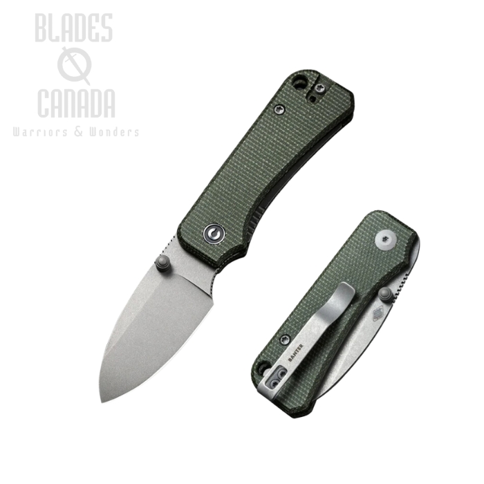 CIVIVI Baby Banter Folding Knife, Nitro-V SW, Micarta Green, 19068SB-1