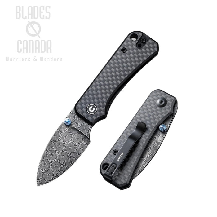 CIVIVI Baby Banter Folding Knife, Damascus, G10/Carbon Fiber, 19068S-DS1