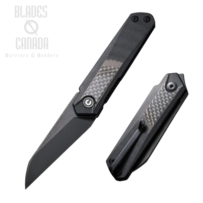 CIVIVI Ki-V Plus Flipper Folding Knife, Nitro-V Black SW, G10/Carbon Fiber, C20005B-3