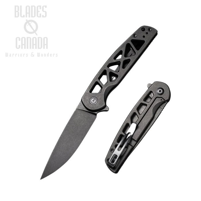 CIVIVI Perf Flipper Framelock Knife, Nitro-V, Stainless Black, 20006-B