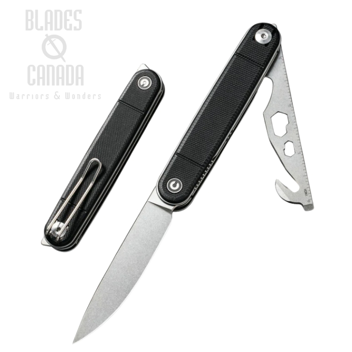 CIVIVI Crit Flipper Folding Multi-Tool Knife, Nitro-V, G10 Black, 20014F-1