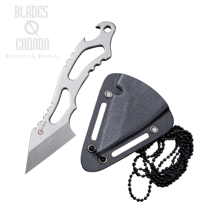 CIVIVI Kiri EDC Neck Knife, Stonewash Grey, Kydex Sheath, 2001A