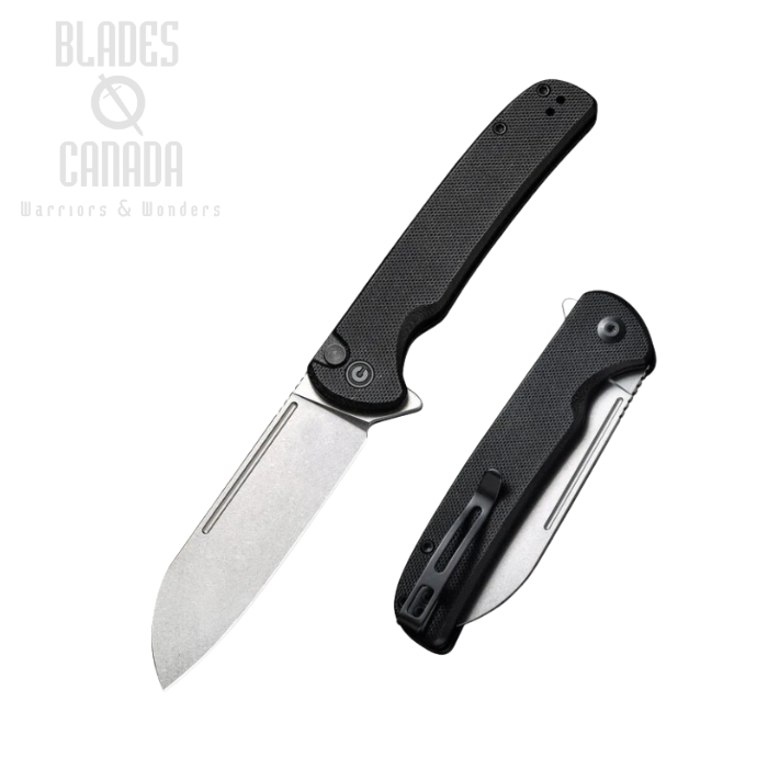 CIVIVI Chevalier Button Lock Flipper Folding Knife, 14C28N Sandvik, G10 Black, 20022-1