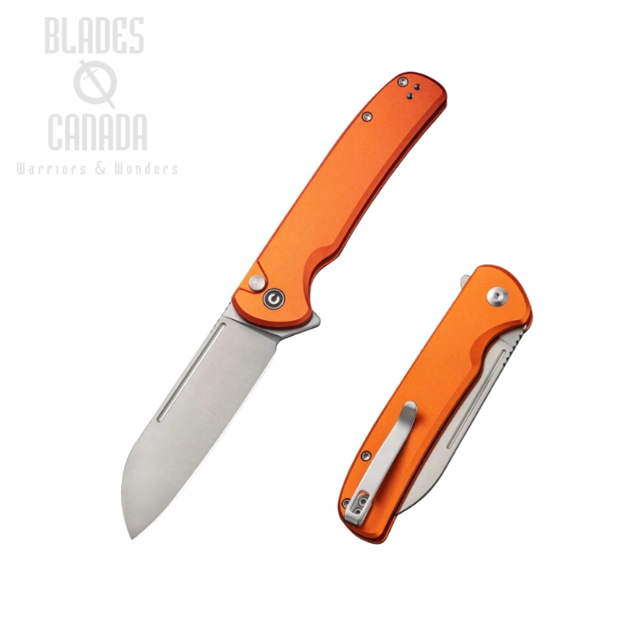 CIVIVI Chevalier II Flipper Button Lock Knife, 14C28N, Aluminum Orange, C20022B-2