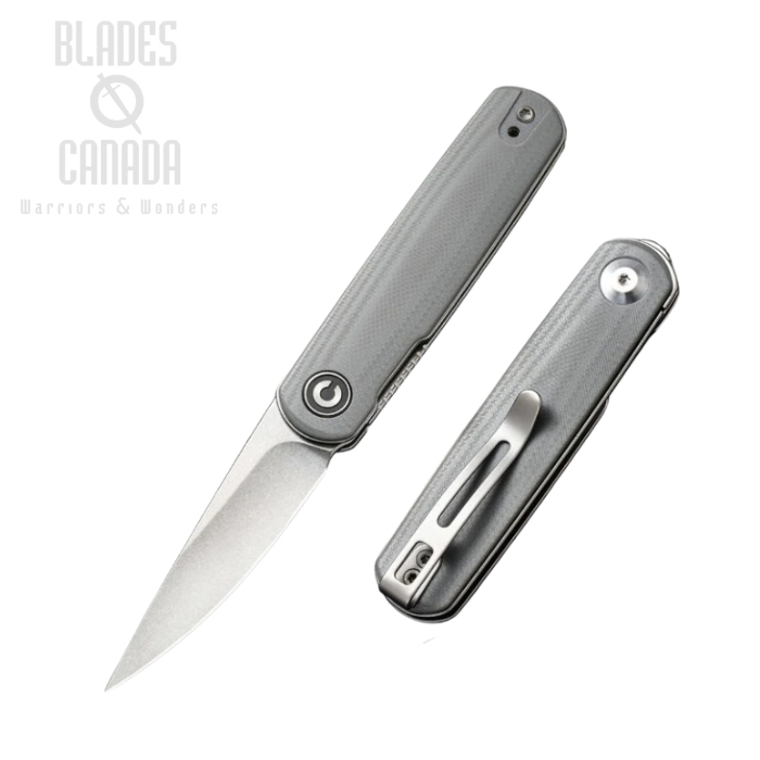 CIVIVI Lumi Flipper Folding Knife, 14C28N, G10 Grey, 20024-2